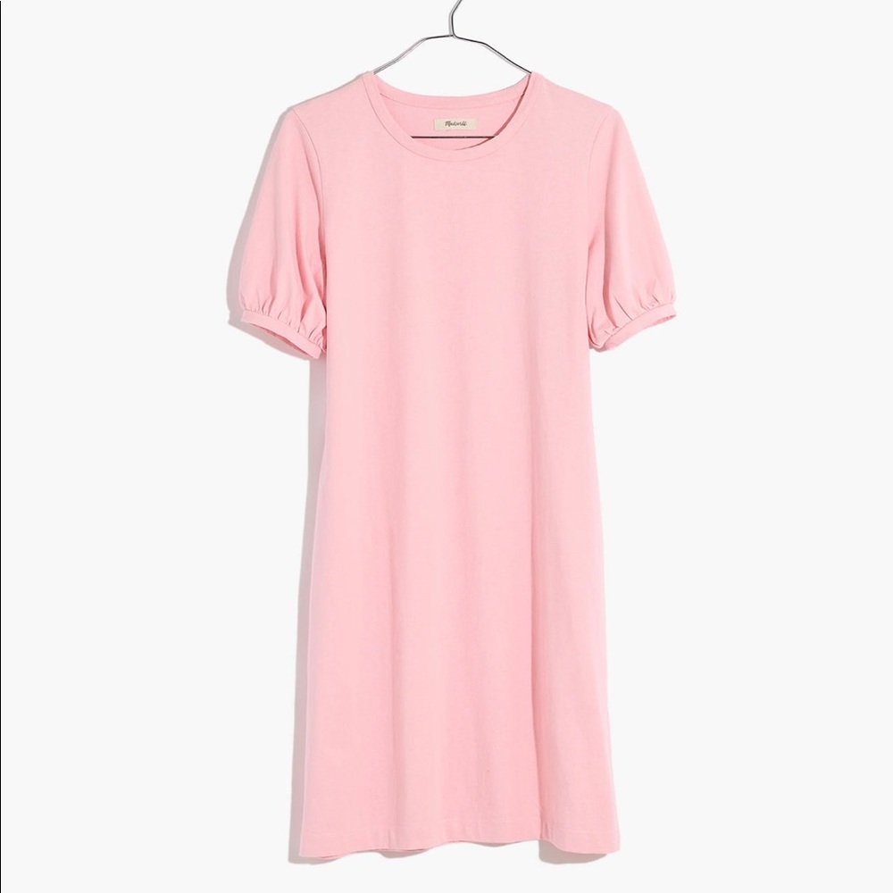 Pink Madewell T-shirt dress with puffy sleeves
